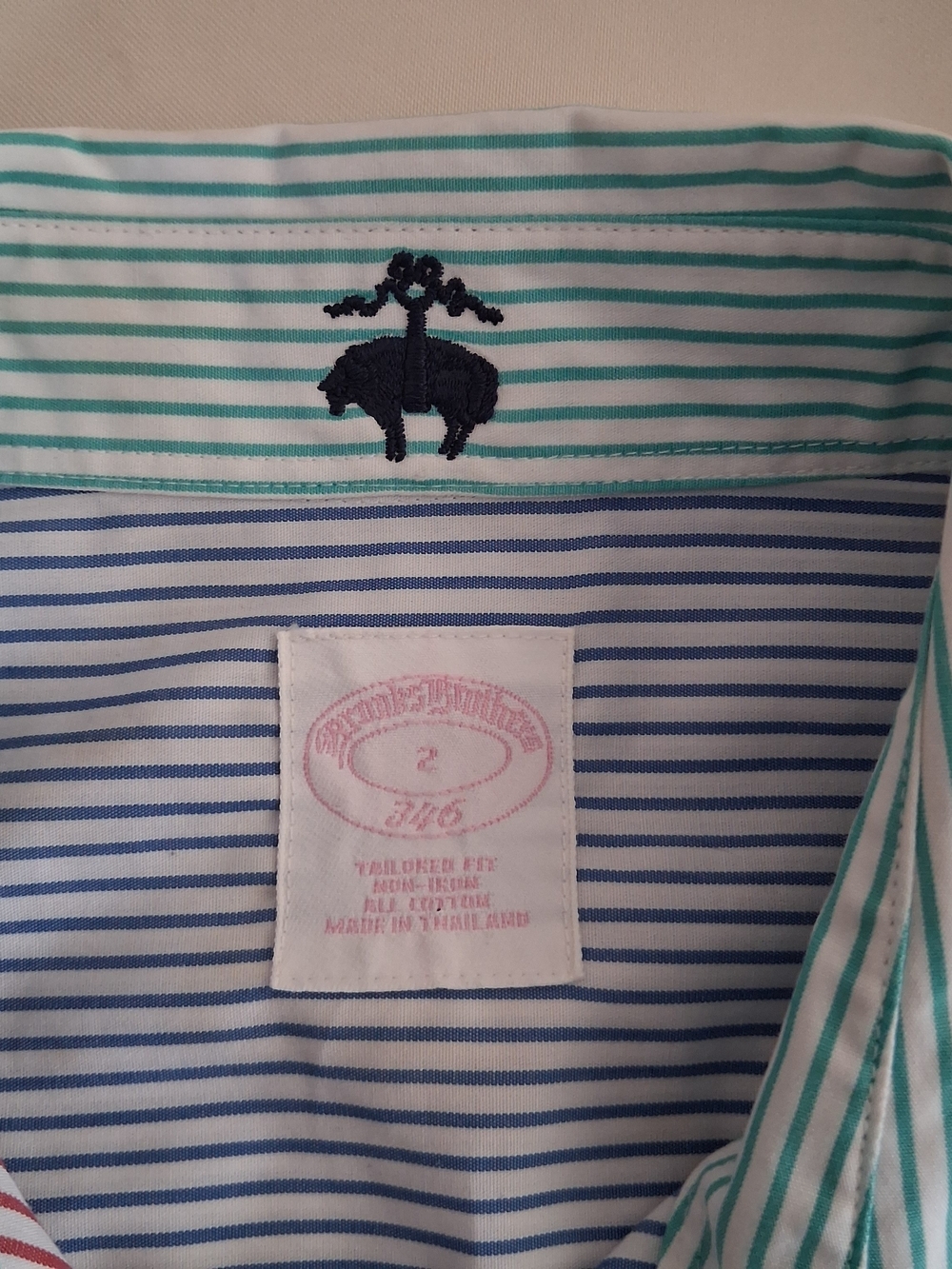 Brooks Brothers 346 Womens Multi Color Striped Fun Shirt Non-Iron Cotton Size 2 - Picture 6 of 6